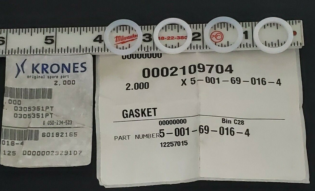 Used LOT OF 4 NEW KRONES 5-001-69-016-4 GASKETS 5001690164, 0002109704