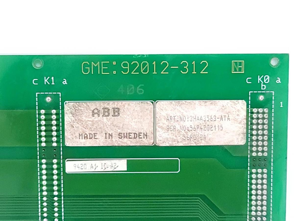 Used ABB 3HAA3563-ATA SERVO BACKPLANE 3HAA3563ATA GME: 92012-312