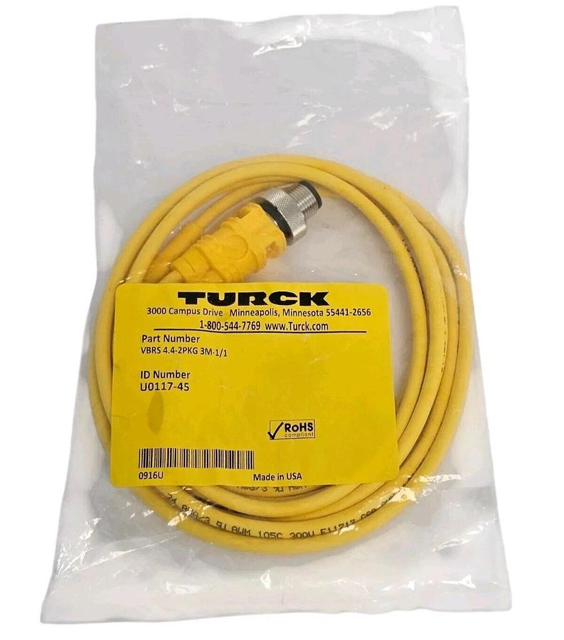 Used NEW TURCK VBRS 4.4-2PKG 3M-1/1 CORDSET SPLITTER ID NUMBER: U0117-45