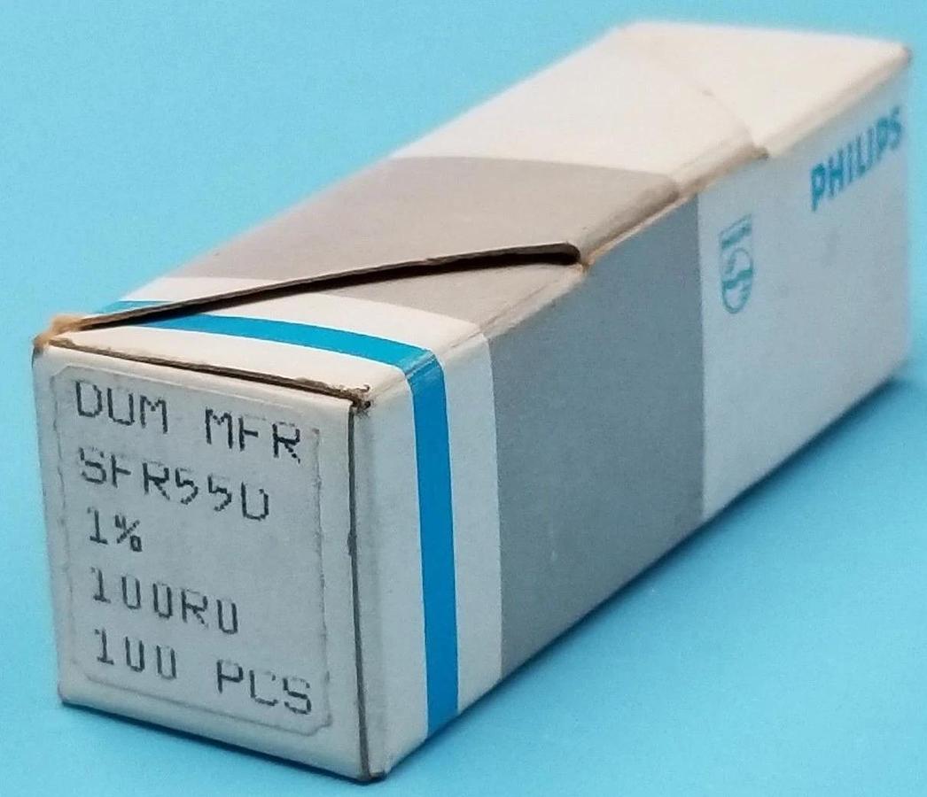 Used BOX OF 100 PHILIPS SFR55D RESISTORS 1% 100R0