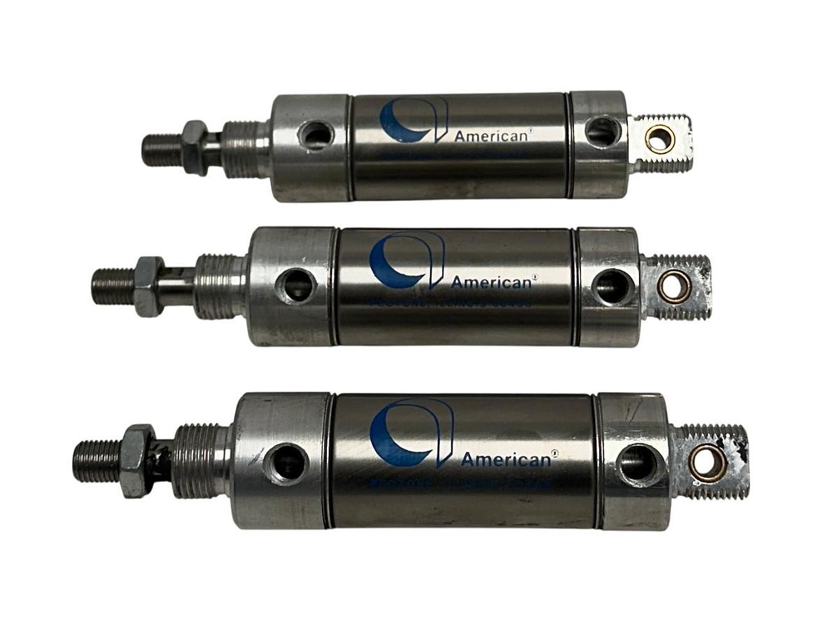 Used 3 AMERICAN 1250DVS-0.87-2-32 / 1250DVS087232 PNEUMATIC CYLINDERS SINGLE-ROD USNP