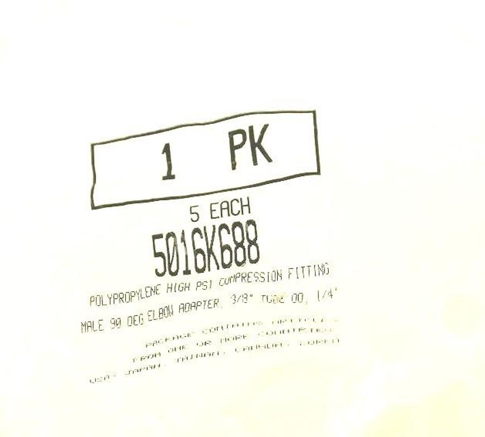 Used NEW BAG OF 5 POLYPROPYLENE 3/8" HIGH PSI COMPRESSION FITTING COUPLINGS 5016K688