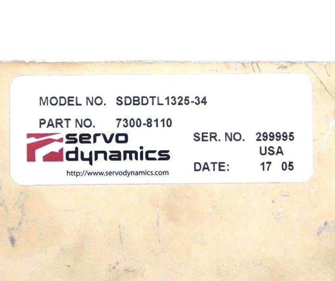 Used SERVO DYNAMICS SDBDTL1325-34 PART NO. 7300-8110