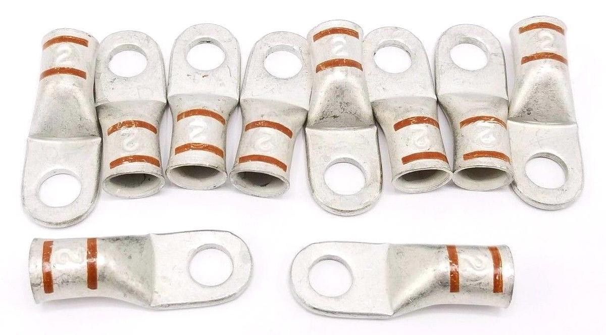 Used BOX OF 10 NEW ROTANIUM DUAL-LOK 31550 TERMINAL LUGS 5/16 STUD, AWG 2
