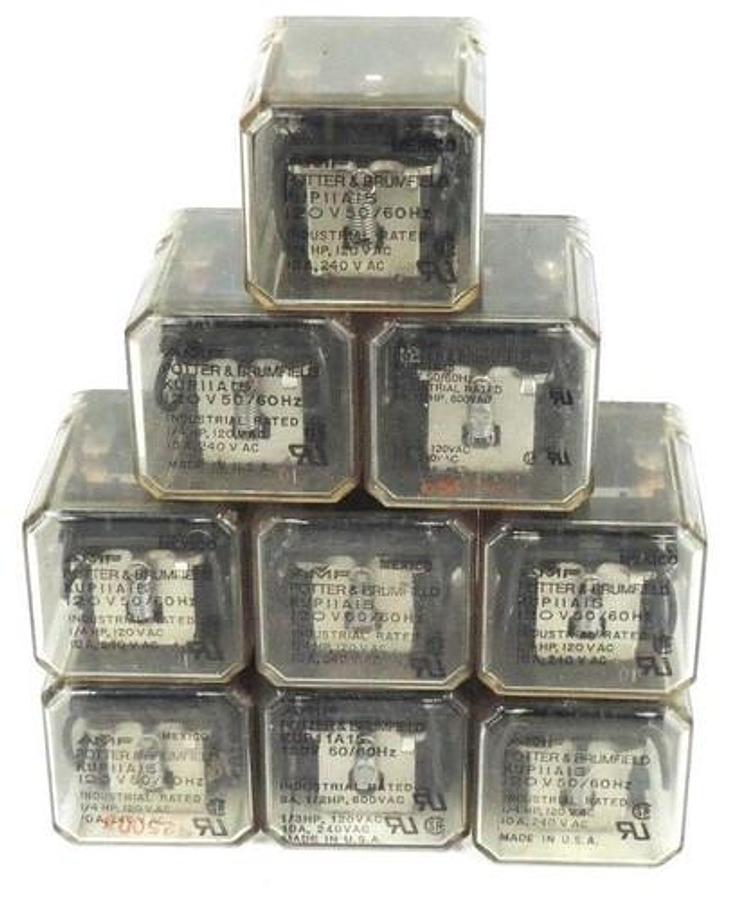Used LOT OF 9 POTTER&BRUMFIELD KUP-11A15 POWER RELAYS 120V 50/60HZ KUP11A1524