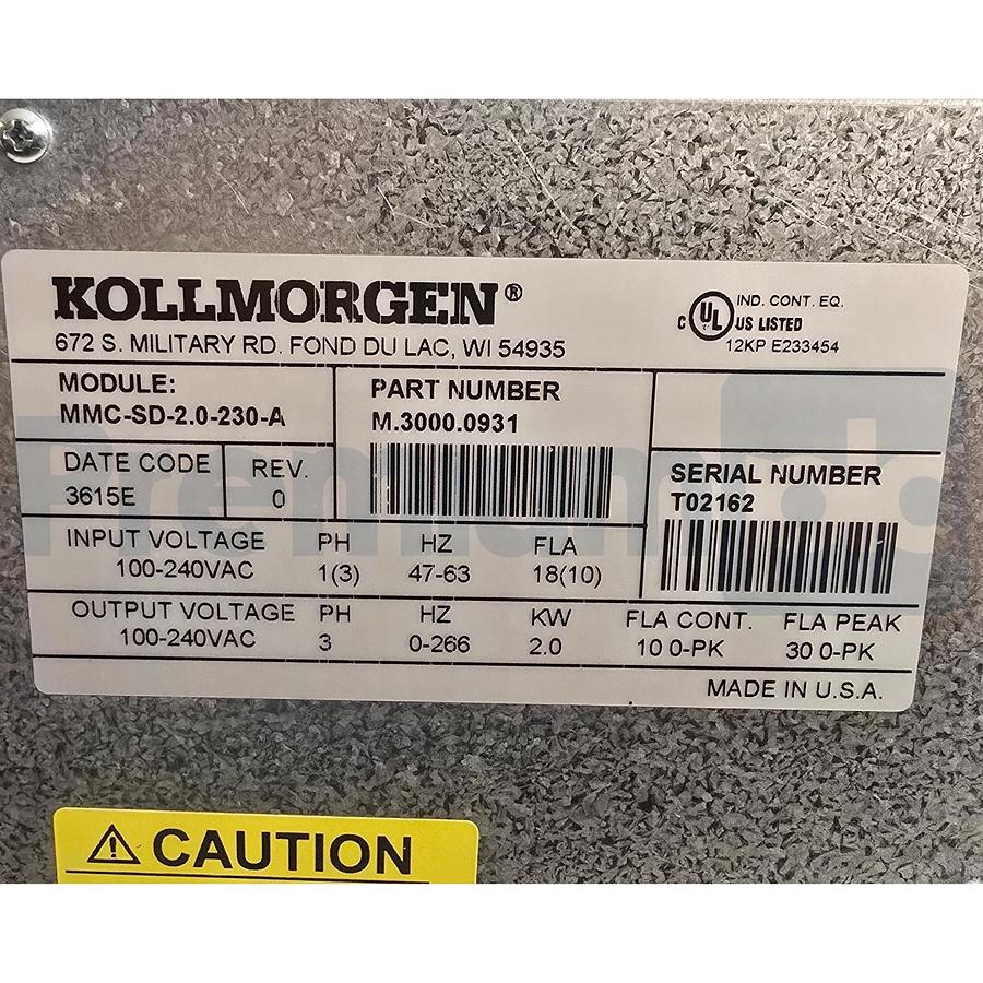 Used Kollmorgen MMC-SD-2.0-230-A Analog Smart Drive 2kW M.3000.0931 | MMC-SD-2.0-230