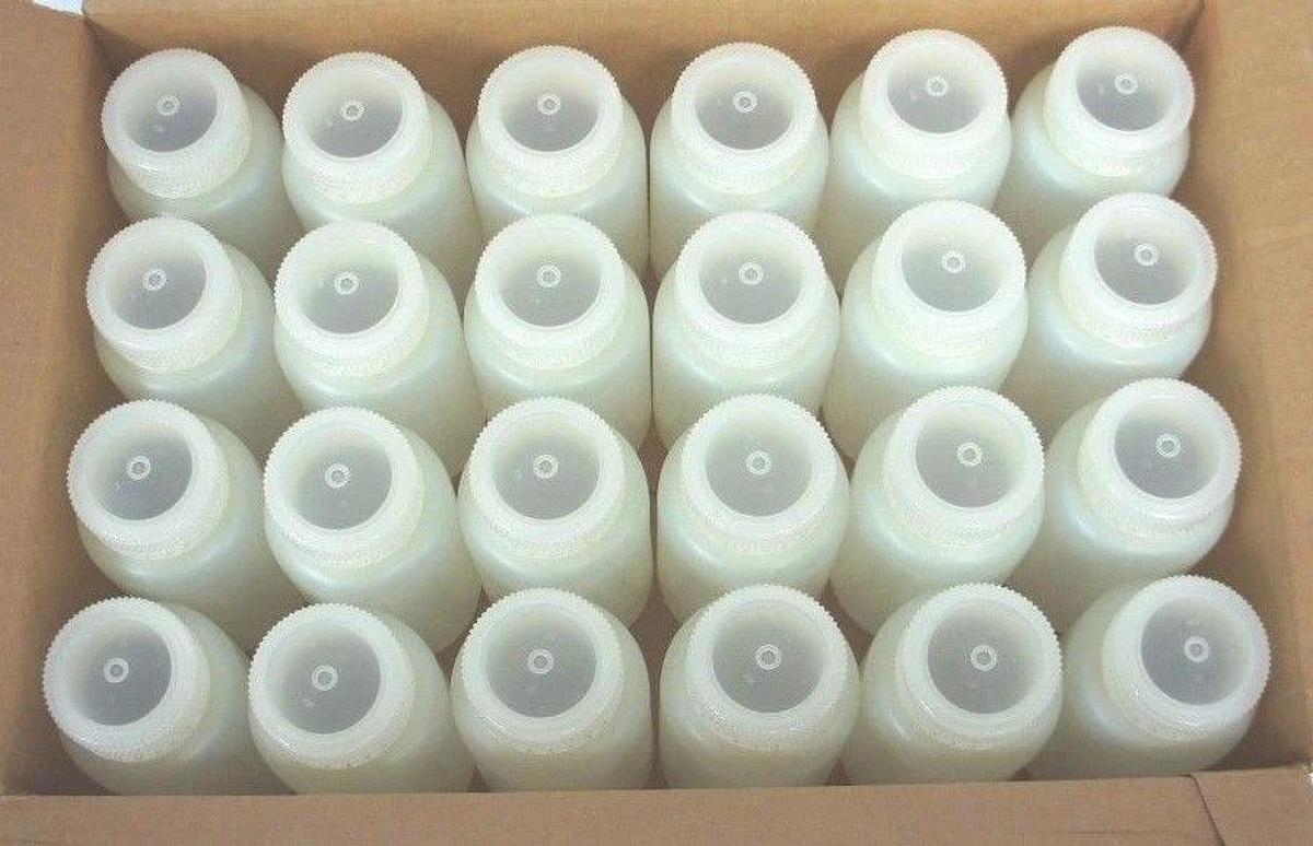 Used CASE OF 24 LAB SAFETY SUPPLY 25112-2 CLEAR 8 OZ PRECLEANED PREMIER HDPE BOTTLES