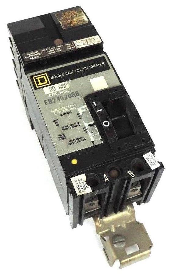 Used SQUARE D FA24020AB MOLDED CASE CIRCUIT BREAKER 480V 20AMP