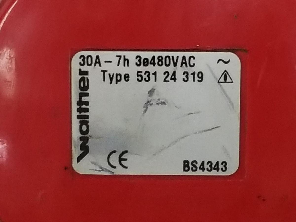 Used WALTHER CEETYP ELECTRICAL OUTLET PLUG TYPE: 531 24 319 30A-7H BS4343