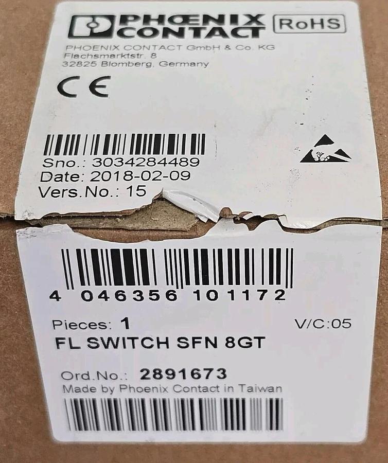Used NIB PHOENIX CONTACT FL SWITCH SFN 8GT ETHERNET SWITCH 2891673