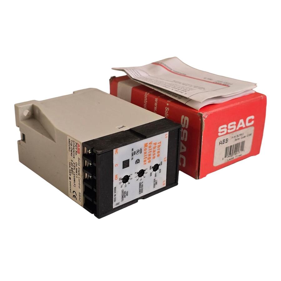 Used ABB SSAC DLM911 Three-Phase Voltage Monitor Protector Relay 400-480VAC NSMP