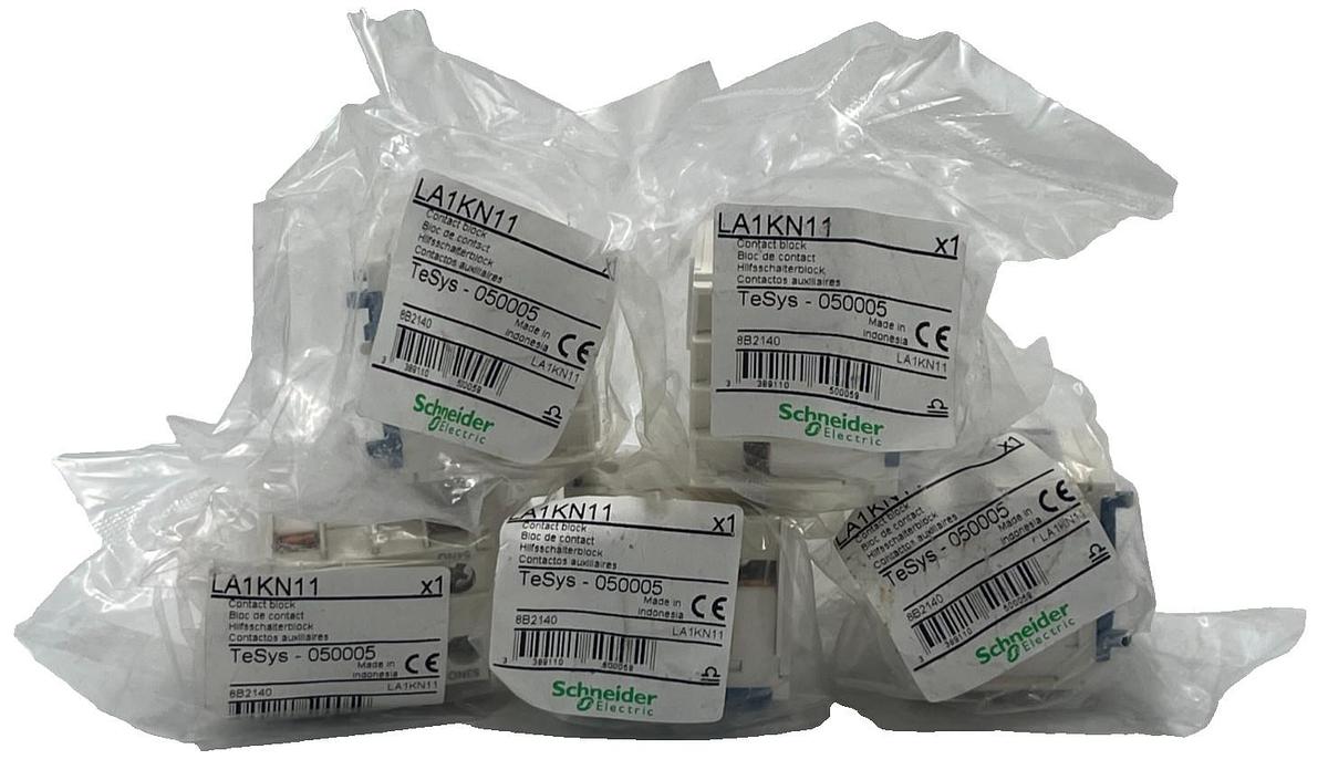 LOT OF 5 Schneider LA1KN11 Auxiliary Contact Block 1NO 1NC TeSys K Contactor