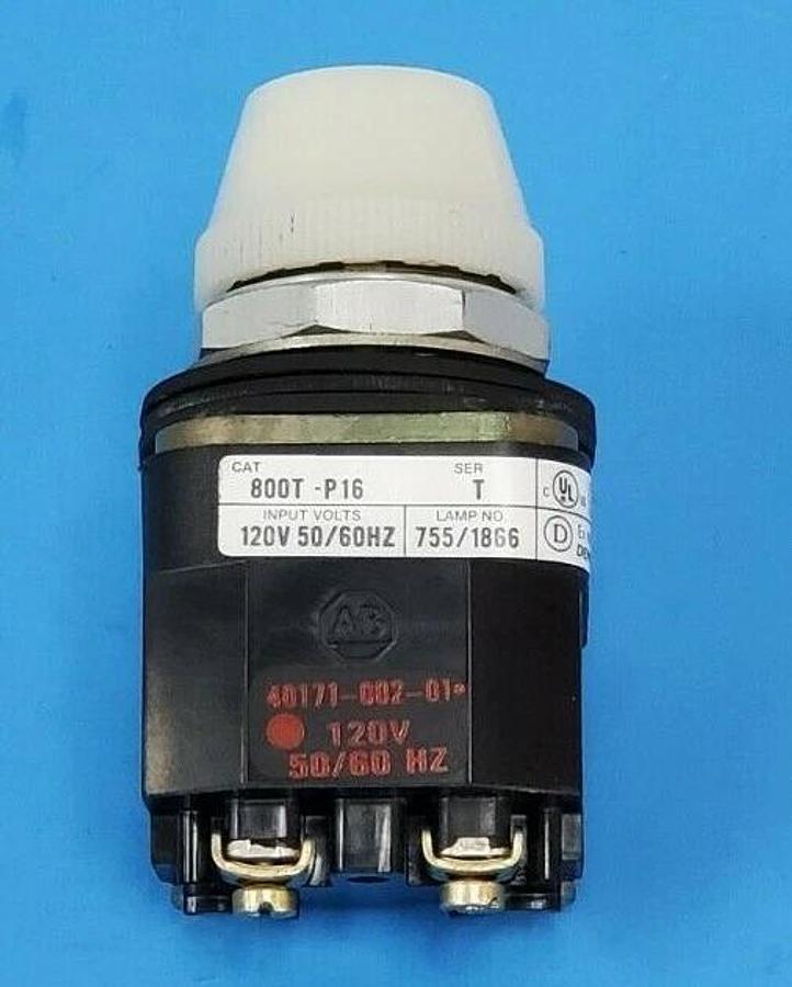 Used ALLEN BRADLEY 800T-P16W WHITE LENS PILOT LIGHT 800T-P16 W/ 40171-002-01 COIL