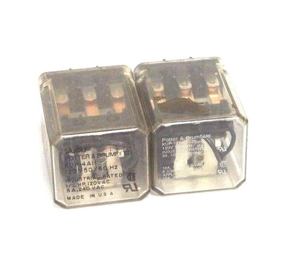 Used LOT OF 2 POTTER & BRUMFIELD RELAYS (1) KUP14A11 & (1) KUP-14A15-120
