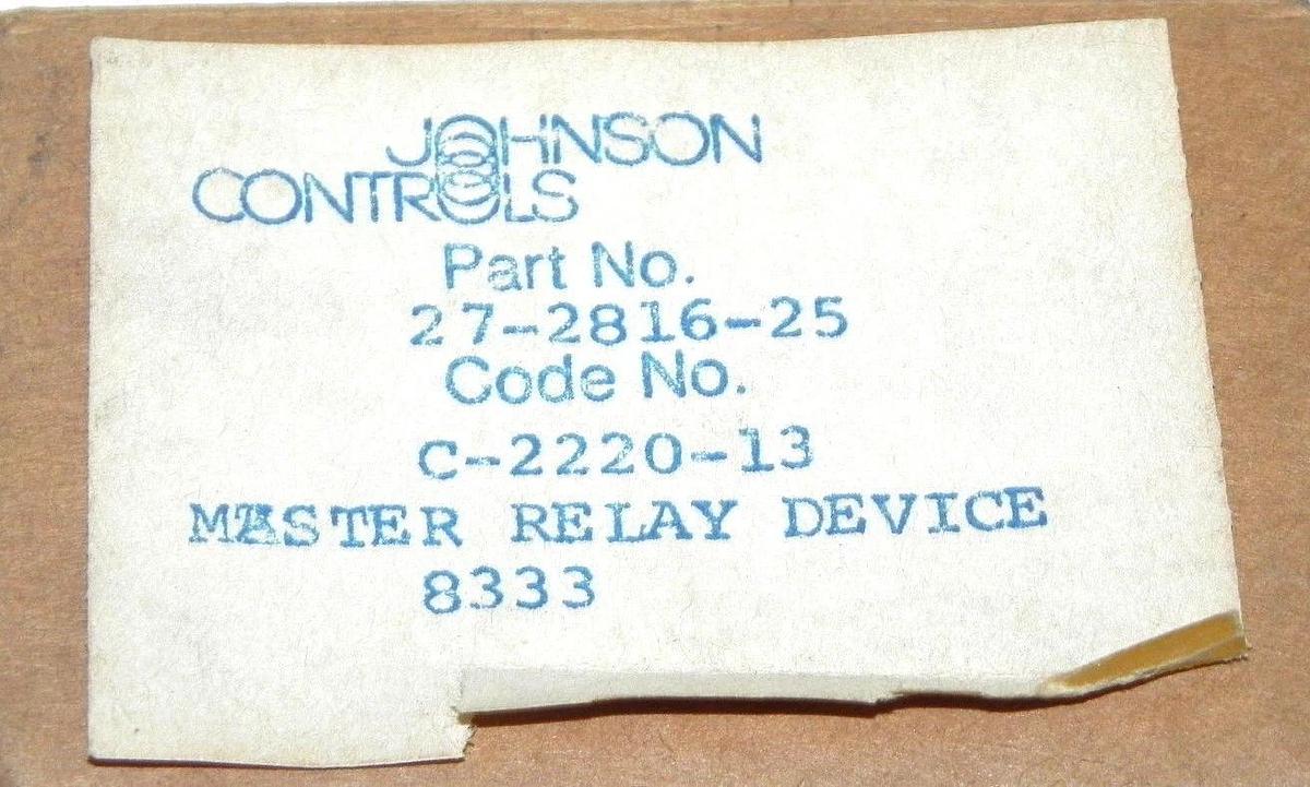 Used NIB JOHNSON CONTROLS C-2220-13 PRESSURE SELECTOR PART NO. 27-2816-25