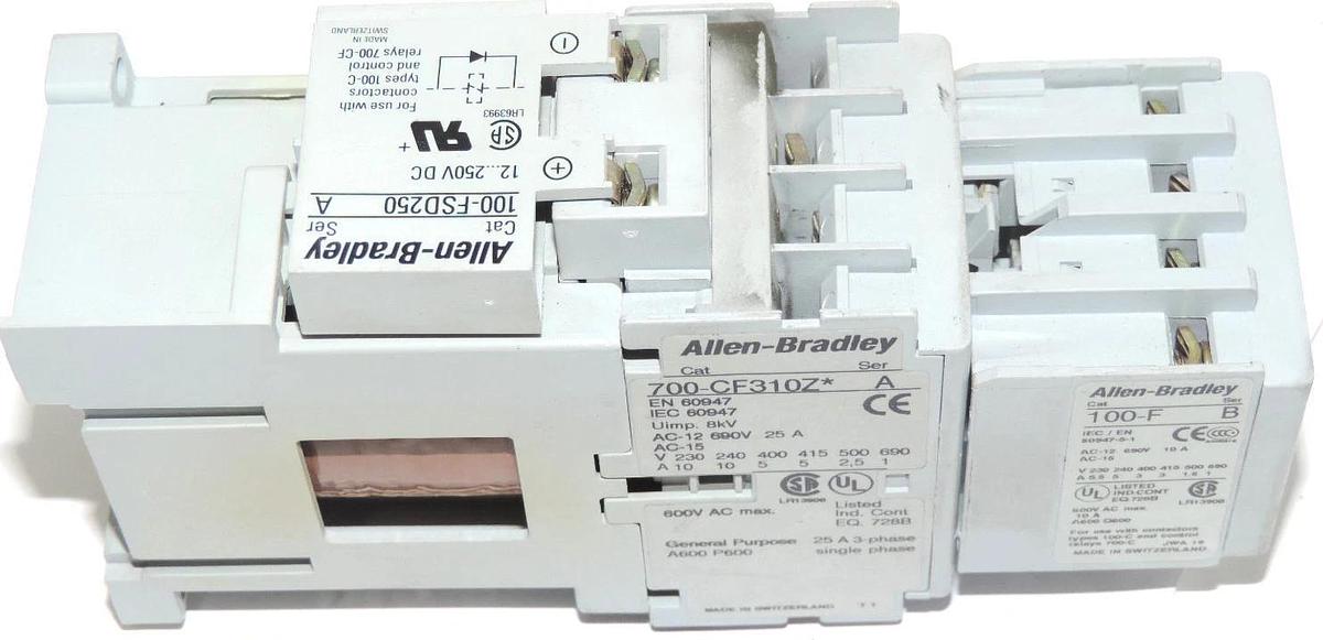 Used ALLEN BRADLEY 700-CF310Z* SER. A RELAY COIL, WITH AB 100-F SER. B & 100-FSD250 A
