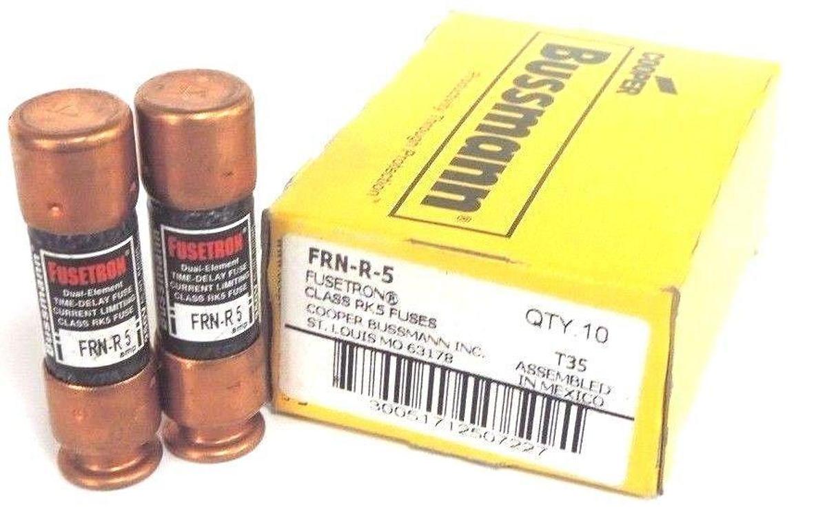Used LOT OF 2 NEW IN BOX COOPER BUSSMANN FRN-R-5 FUSETRON FUSES FRNR5