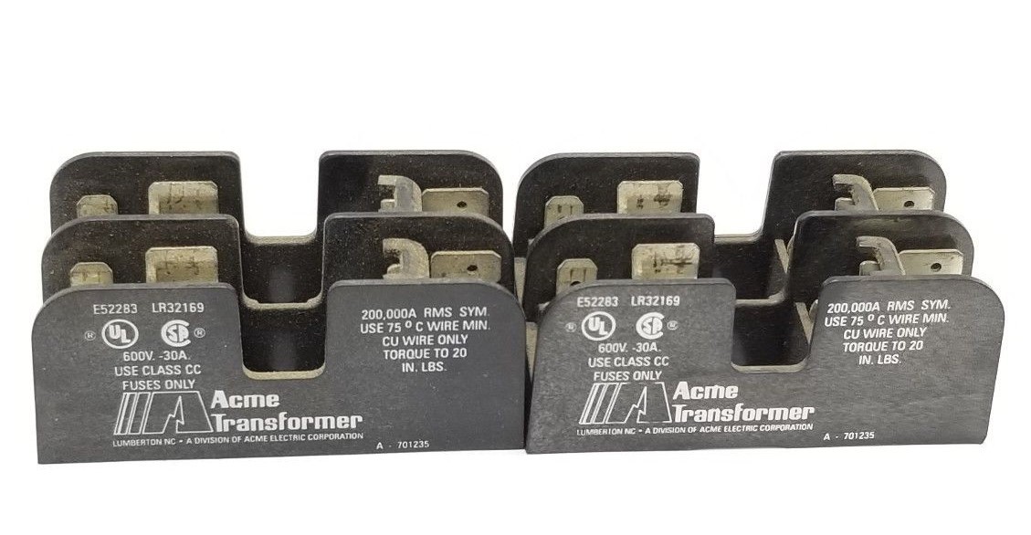 Used LOT OF 2 ACME TRANSFORMER A-701235 FUSE HOLDERS, 600V, 3A, 2P, A701235