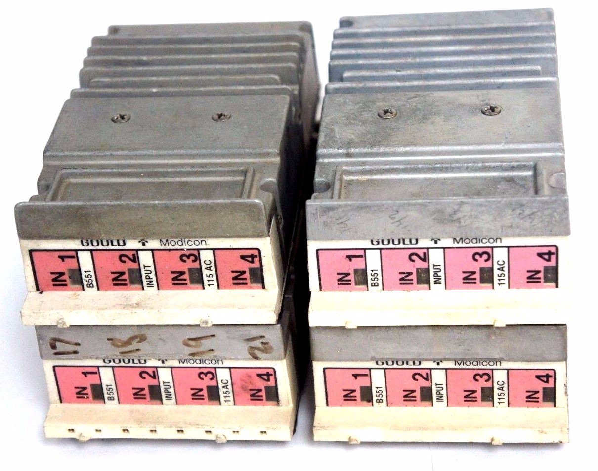 Used LOT OF 4 GOULD MODICON B551 INPUT MODULES 115V AC