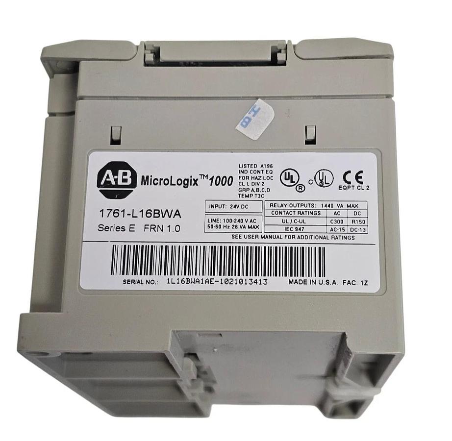 Used ALLEN BRADLEY 1761-L16BWA SER. E FRN: 1.0 MICROLOGIX 1000 CONTROLLER 1761L16BWA