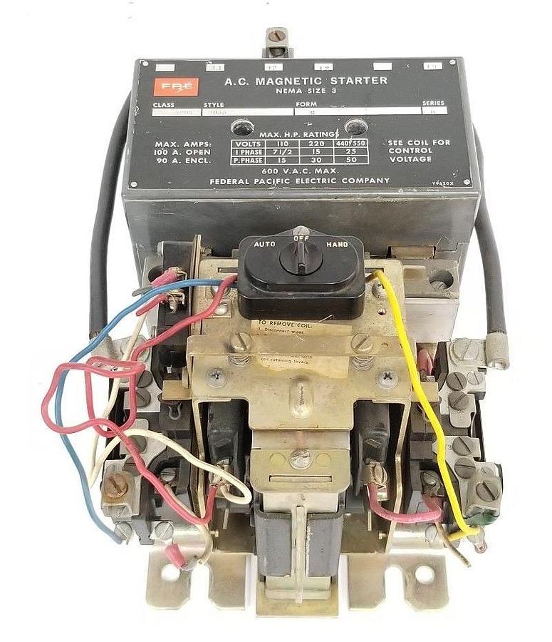 Used FEDERAL PACIFIC 4204-BU33-S MAGNETIC STARTER 110V, 60C, SER. B, 4204-BU33