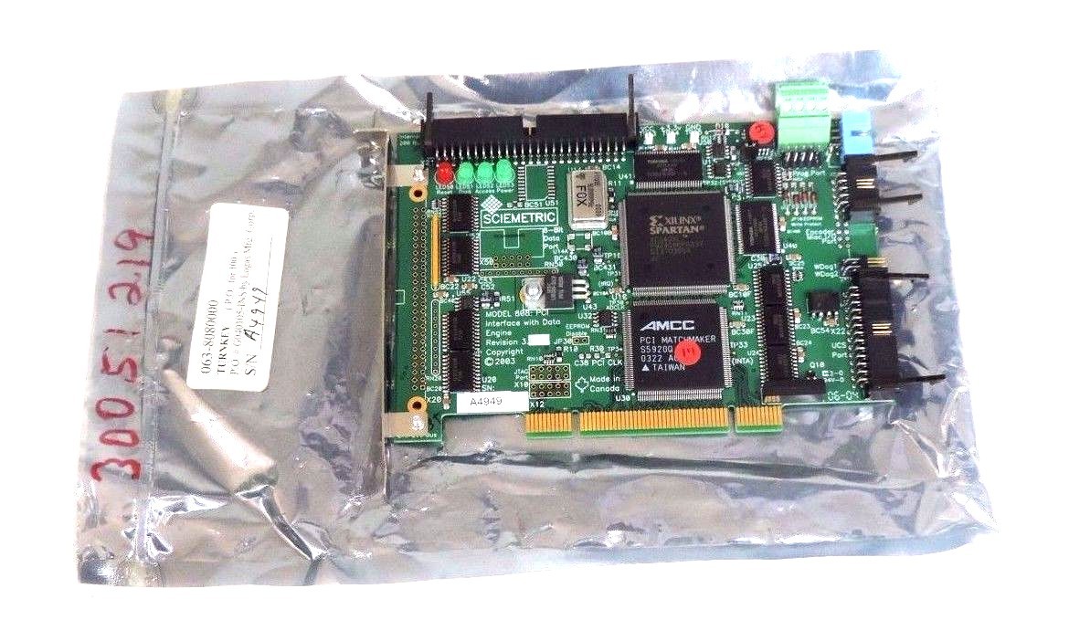 Used NEW SCIEMETRIC 063-8080000 MODEL 808 PCI INTERFACE WITH DATA CARD REV. 3, A4949