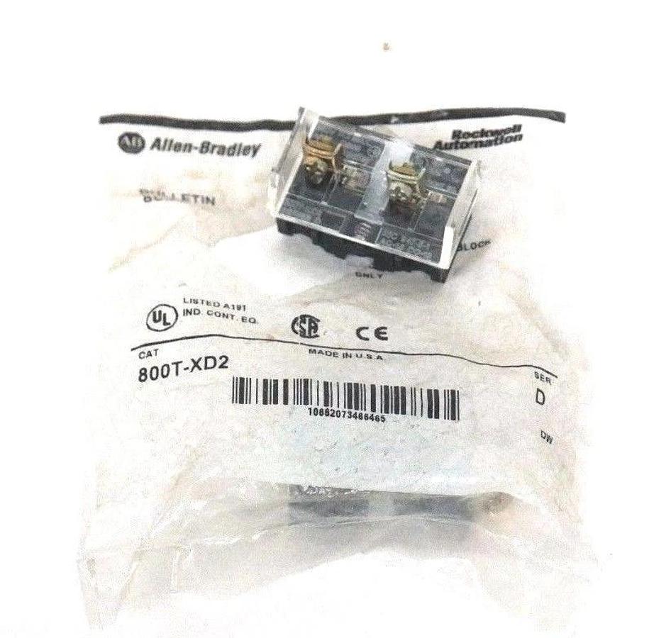Used LOT OF 2 NEW ALLEN BRADLEY 800T-XD2 CONTACT BLOCKS SER D 800TXD2