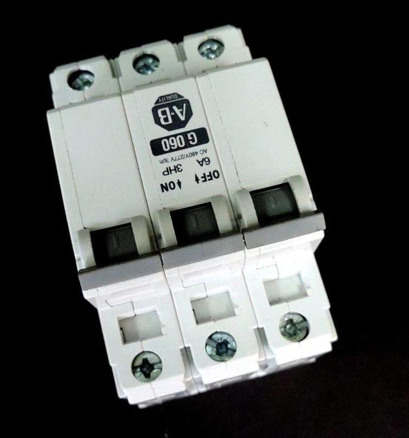 Used ALLEN BRADLEY 1492-CB-3-G060 SER. C MINIATURE CIRCUIT BREAKER 6A 3HP