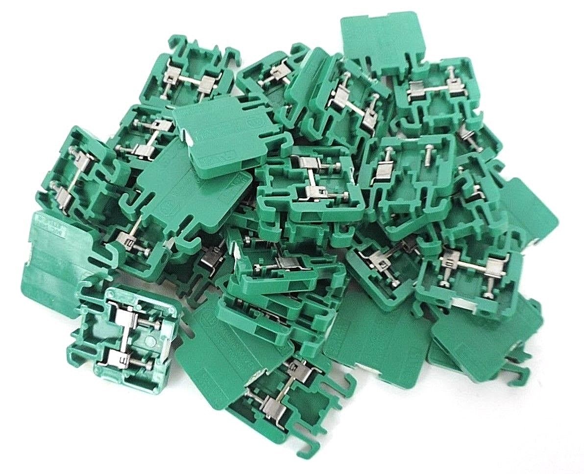 Used LOT OF 34 NEW ALLEN BRADLEY BUL. 1492 STYLE. H GREEN TERMINAL BLOCKS, 1492H