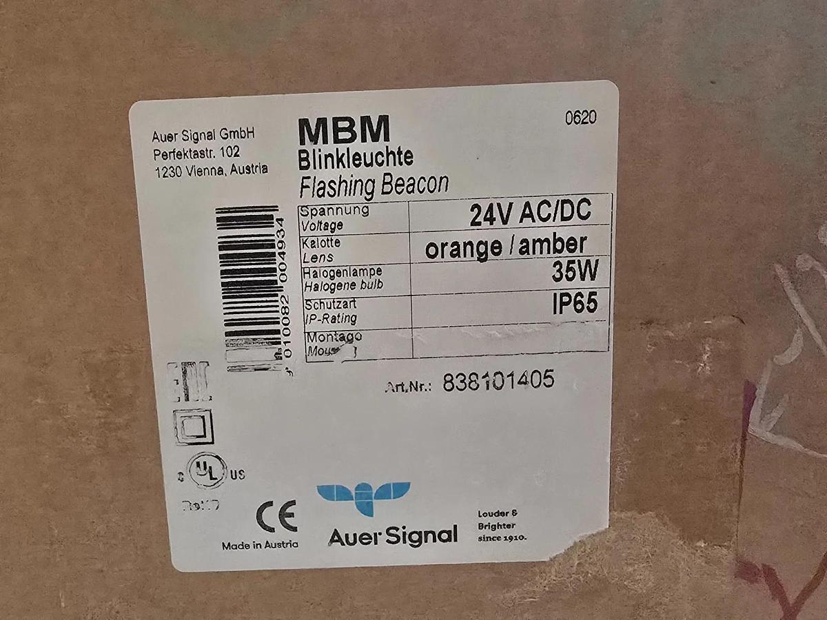 Auer Signal 838101405 MBM Flashing Beacon 120mm | 24V | Amber | 35W Bulb NSMP