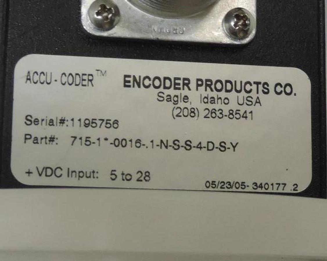 Used ACCU-CODER 715-1-0016-1-N-S-S-4-D-S-Y ENCODER W/IED ENCODER C2R-240/16PPR
