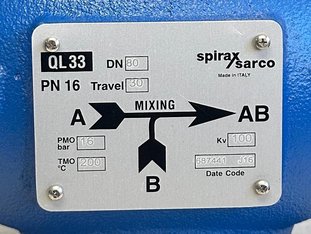 Used SPIRAX SARCO QL33 / 687441 QLM QLD SERIES THREE PORT CONTROL VALVE 3'' DN80 NSNP