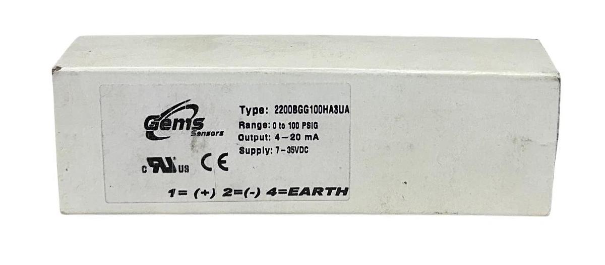 GEMS SENSORS 2200BGG100HA3UA PRESSURE TRANSDUCER 7-35VDC 4-20mA 0-100PSIG NSMP *