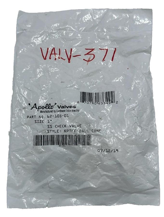 Apollo 62-105-01 Stainless Steel Ball Cone Check Valve 1" FNPT 400 PSI CWP