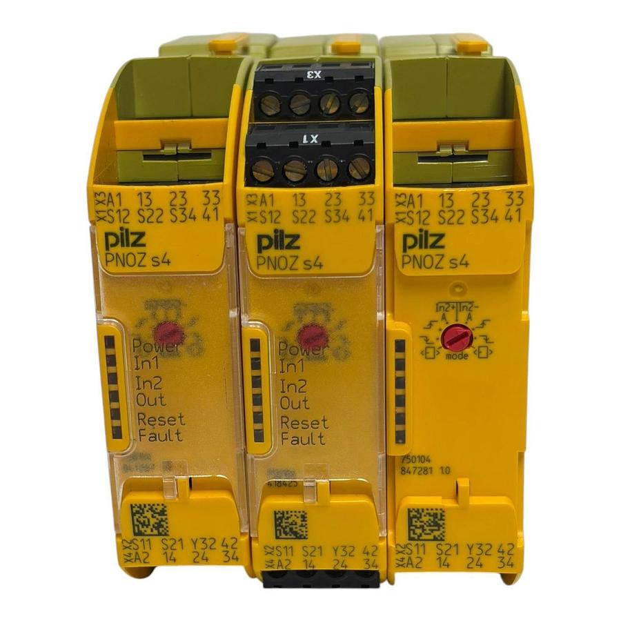 Used Lot of 3 Pilz PNOZ s4 24VDC Safety Relays 750104 PNOZsigma E-Stop 3n/o 1n/c