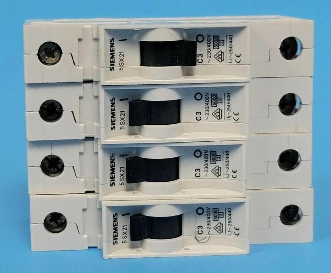 Used LOT OF 4 SIEMENS 5SX21C3 CIRCUIT BREAKERS 5SX2 230/400V