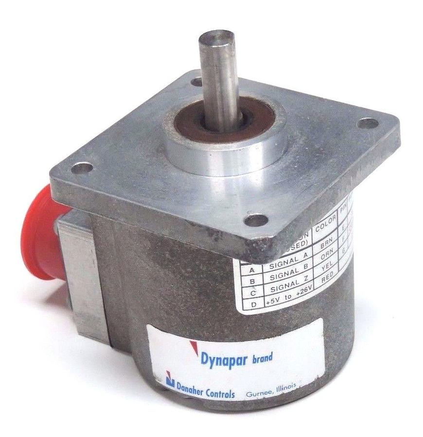 Used DANAHER CONTROLS DYNAPAR 62515000001 ENCODER 3/8'' SHFT FLG MT CURR SK SD CN