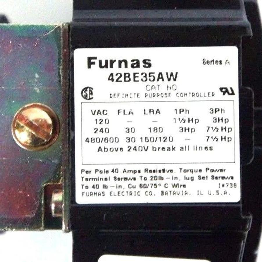 Used NIB FURNAS 42BE35AW MAGNETIC CONTACTOR 3 POLE, FL 30 RES 40, 250VDC
