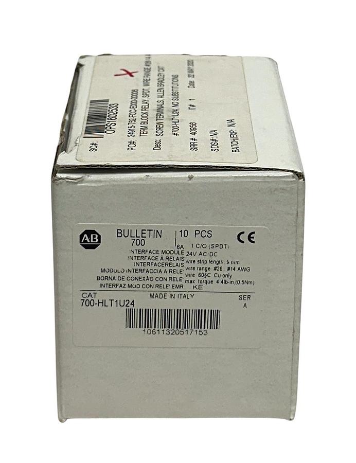 Used 10 ALLEN BRADLEY 700-HLT1U24 /A BULLETIN 700 INTERFACE MODULES 24VAC/DC NSMP