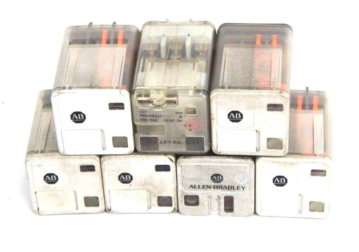 Used LOT OF 7 ALLEN BRADLEY RELAYS 700-HB33A1, 700-HB33Z24, 700-HB32A1, 700-HAX2A2