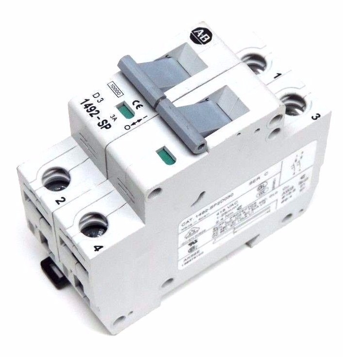Used ALLEN BRADLEY 1492-SP2D030 CIRCUIT BREAKER SER. C, 3A, 415VAC, 1492-SP2D030