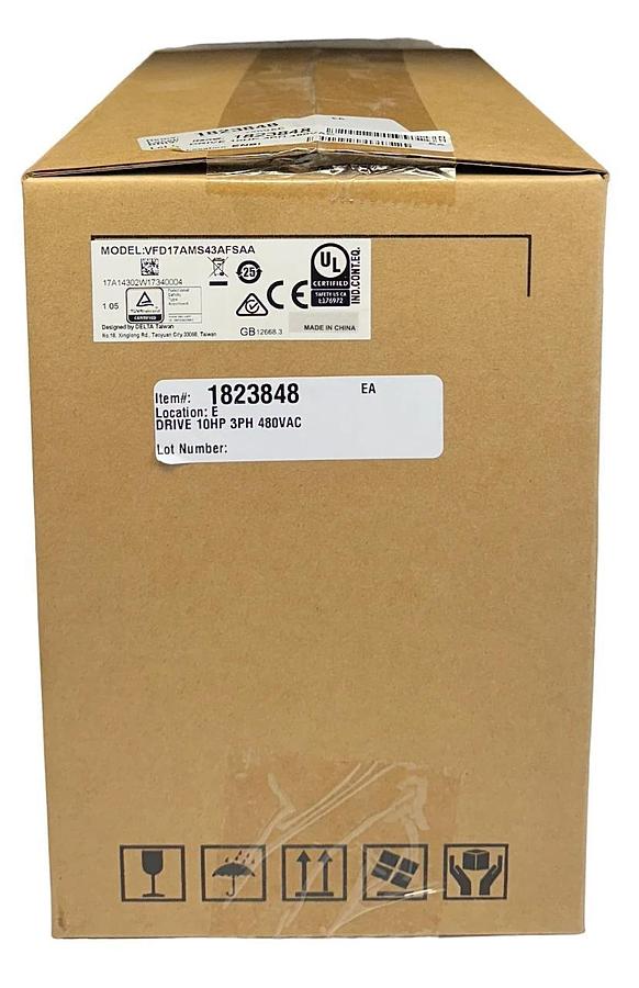 Used DELTA VFD17AMS43AFSAA / VFD-MS300 SERIES AC DRIVE 10HP 3PH 480VAC NSFS