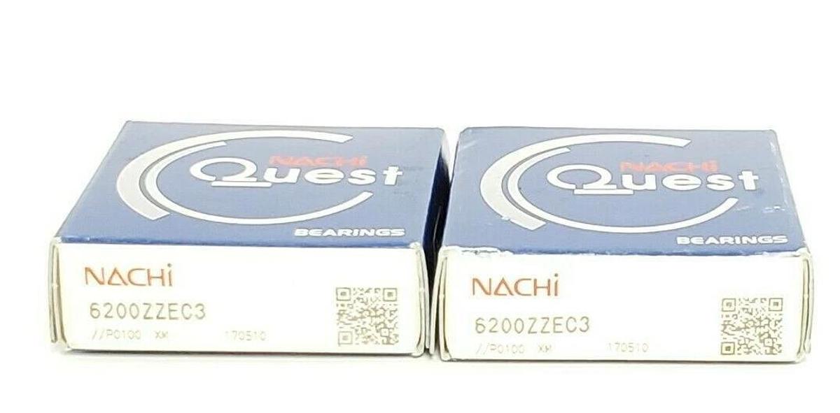 Used LOT OF 2 NIB NACHI QUEST 6200ZZEC3 BALL BEARINGS SHIELDED 10X30X9MM WIDE