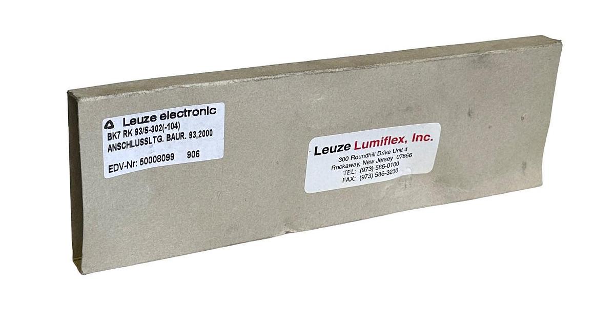 Used NEW LEUZE BK7 RK 93/S-302(-104) / 50008099 Lumiflex CORDSET
