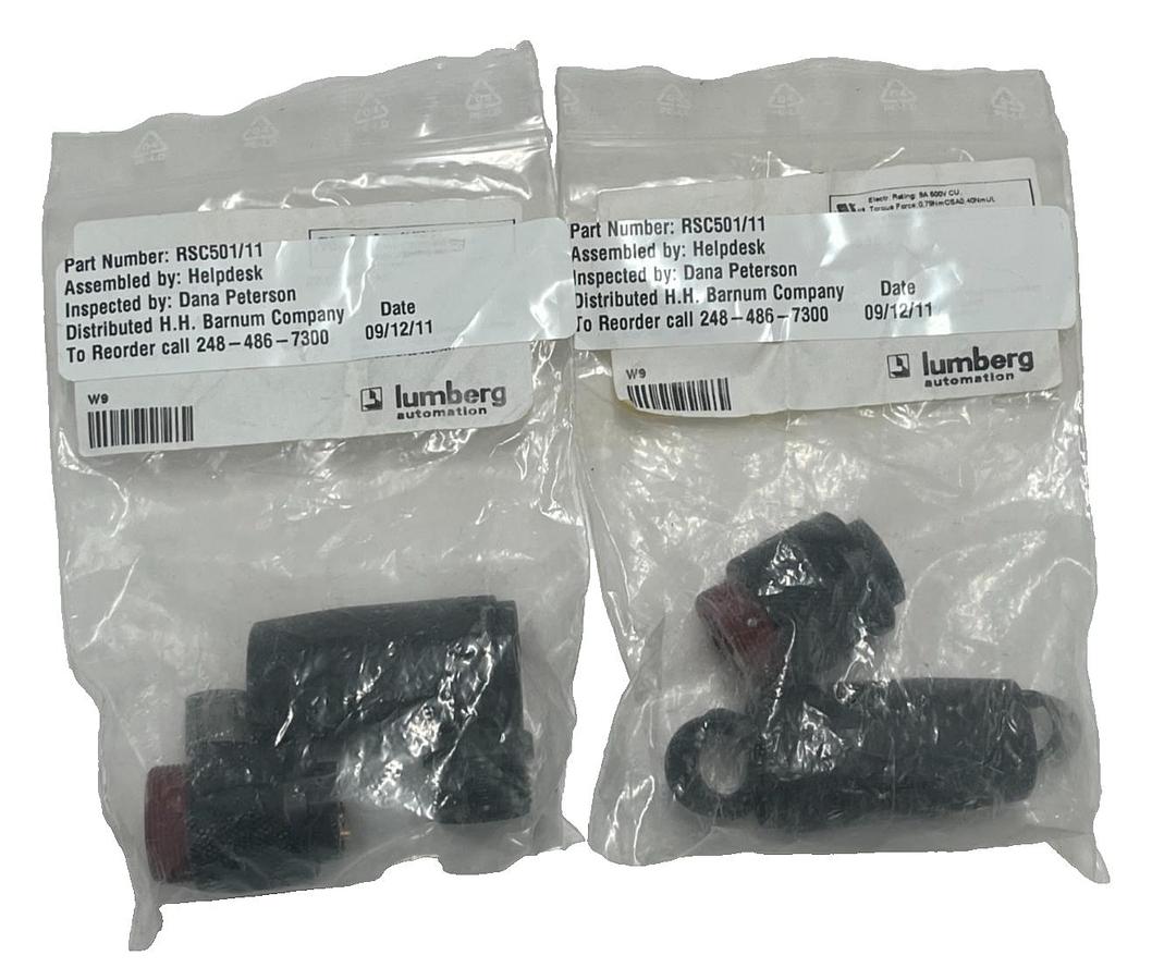 Used LOT OF 2 LUMBERG RSC 501/11 7/8" 5-Pin Male Field Attachable Power Connectors