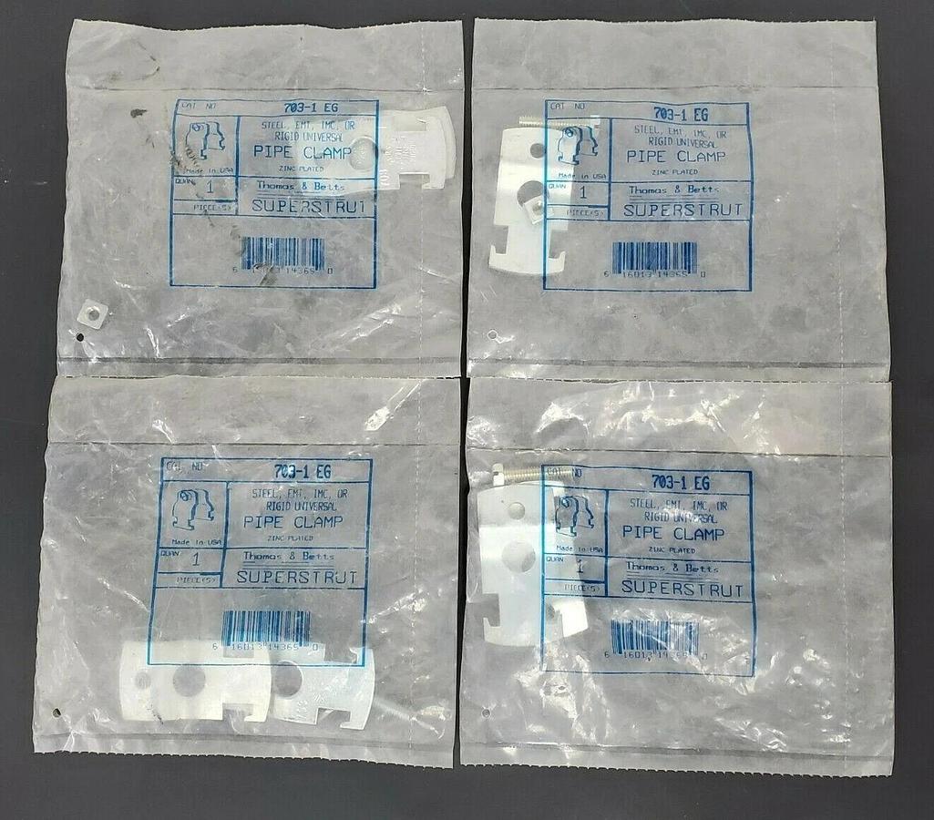 Used LOT OF 4 NEW THOMAS & BETTS 703-1 EG PIPE CLAMPS STEEL, EMT, IMC