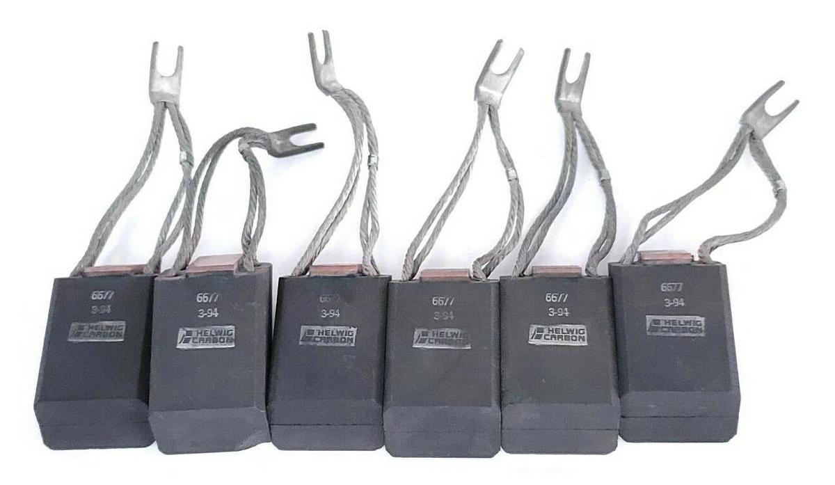 Used LOT OF 6 HELWIG CARBON 6677 3-94 CARBON BRUSHES 6677394