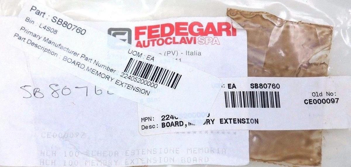 Used NEW FEDEGARI BIOTECO HCH 100 MEMORY EXTENSION BOARD 22405200000 HCH 100B