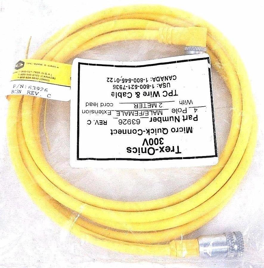 NIB TREX-ONICS 63926 REV.C 300V 4POLE MALE/FEMALE EXTENSION 2 METER CORD LEAD