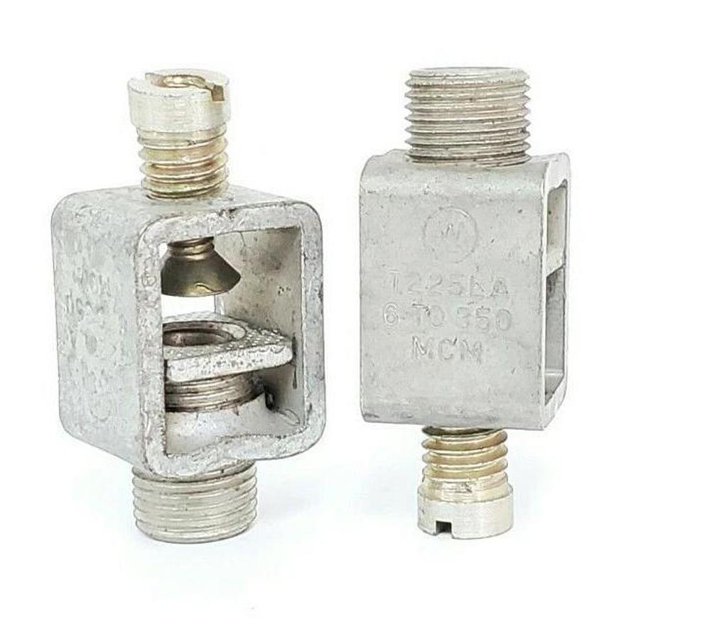 Used LOT OF 2 WESTINGHOUSE T225LA TERMINAL LUGS, 6 TO 350 MCM